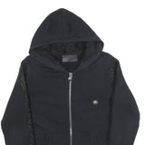 PHILIPP PLEIN Womens Black Cotton Blend Zip Up Hoodie M Skull Graphic Lace Trim