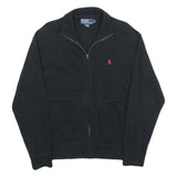 POLO RALPH LAUREN Mens Black Zip Cotton Jacket S Plain Casual Lightweight