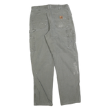 DICKIES Mens Cotton Blend Grey Regular Straight Trousers W33 L32 Workwear