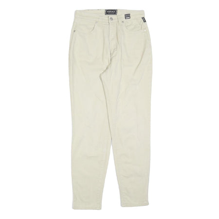 VERSACE Womens Cotton Blend Off White Regular Fit Straight Trousers W30 L30