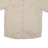 WRANGLER Mens Beige Cotton Blend Short Sleeve Shirt L Casual Utility Workwear