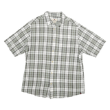 WOOLRICH Mens Green & White Check Cotton Blend Shirt L Short Sleeve Casual