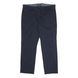 TOMMY HILFIGER Mens Cotton Blend Navy Regular Straight Trousers W36 L30 Casual