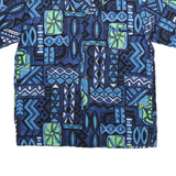 Mens Blue & Green Cotton Blend Casual Short Sleeve Shirt S Geometric Print