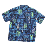 Mens Blue & Green Cotton Blend Casual Short Sleeve Shirt S Geometric Print