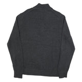 CALVIN KLEIN Mens Charcoal Grey Plain Pullover Jumper Zip Collar Cotton XL