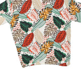 BREEZY Mens White Red Green Orange Leaf Print Shirt S Summer Casual Tropical