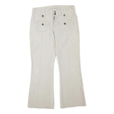 GARAGE Womens Cotton Blend White Regular Fit Bootcut Trousers W30 L28 Casual Zip