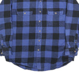 FIELD & STREAM Mens Blue & Black Check Shirt L Cotton Blend Long Sleeve Button