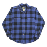 FIELD & STREAM Mens Blue & Black Check Shirt L Cotton Blend Long Sleeve Button
