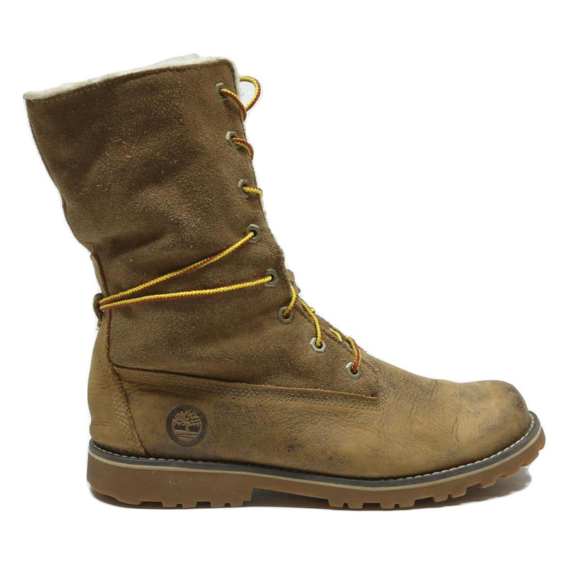 TIMBERLAND Girls Lace-Up Boots Brown Leather UK 4 Warm Lined Outdoor
