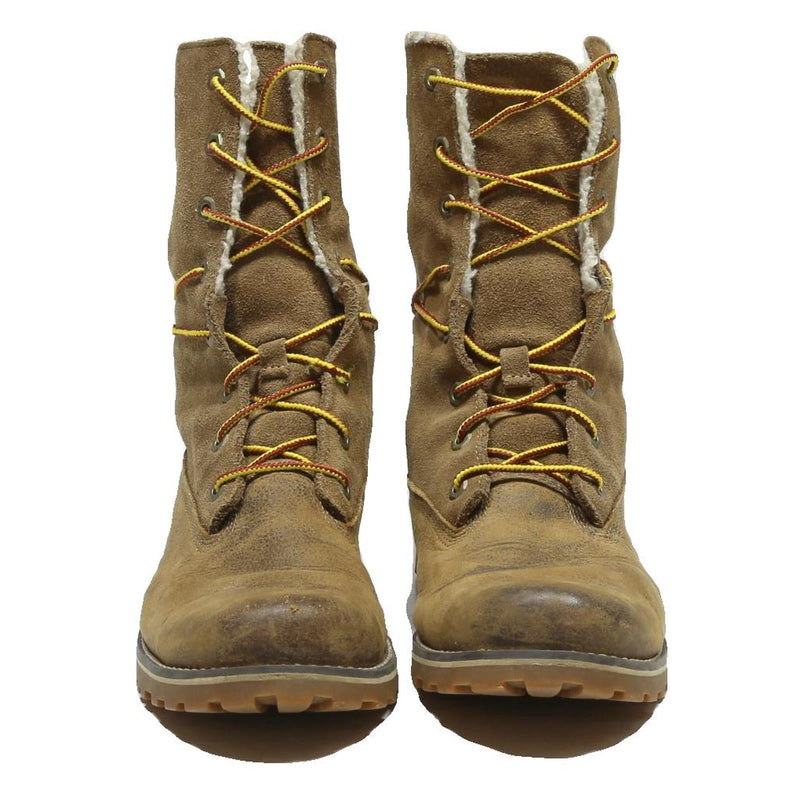 TIMBERLAND Girls Lace-Up Boots Brown Leather UK 4 Warm Lined Outdoor