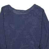 REITUANS Womens Navy Plain Jumper Round Neck Open Knit M Lightweight Stylish