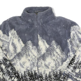 EGO Womens Grey & Cream Mountain Scene Zip Jacket L Acrylic Blend Winter Outdoor
