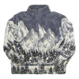 EGO Womens Grey & Cream Mountain Scene Zip Jacket L Acrylic Blend Winter Outdoor