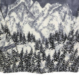 EGO Womens Grey & Cream Mountain Scene Zip Jacket L Acrylic Blend Winter Outdoor