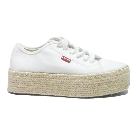 LEVI'S Women's White Canvas Platform Trainers UK 5 Espadrille Style Casual