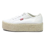 LEVI'S Women's White Canvas Platform Trainers UK 5 Espadrille Style Casual