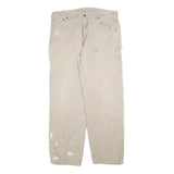 CARHARTT Mens Relaxed Beige Cotton Blend Relaxed Leg Trousers W38 L34 Workwear