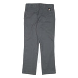 DICKIES Mens Cotton Blend Grey Regular Straight Trousers W30 L28 Workwear