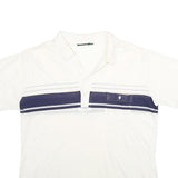 YOUR COLLECTION Mens White & Navy Stripe Short Sleeve Polo Shirt XL Chest Pocket