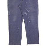 CARHARTT Mens Relaxed Cotton Blend Blue Workwear Trousers W40 L30 Zip Closure