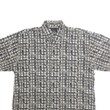 GREG NORMAN COLLECTION Mens Black & Grey Pattern Cotton Blend Shirt L Button