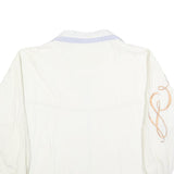 Womens White Polyester Blend Zip Up Casual Jacket L Plain Lightweight Stylish