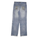 NORTH Womens Regular Fit Blue Denim Jeans W28 L29 Embroidered Pockets Zip