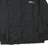 Mens Black Nylon Plain Button Jacket XL Classic Casual Lightweight Shell