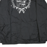 Mens Black Nylon Plain Button Jacket XL Classic Casual Lightweight Shell