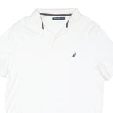 NAUTICA Mens White Short Sleeve Plain XL Cotton Blend Polo Shirt Casual