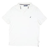 NAUTICA Mens White Short Sleeve Plain XL Cotton Blend Polo Shirt Casual