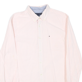 TOMMY HILFIGER Mens Pink And White Check Shirt M Cotton Blend Button Down