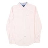 TOMMY HILFIGER Mens Pink And White Check Shirt M Cotton Blend Button Down