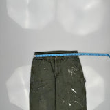 Paint Splattered Carhartt Double Knee Carpenter Trousers - 30W 31L Green Cotton