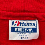 Hanes Single Stitch T-Shirt - Large Red Cotton