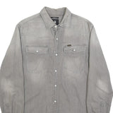 G-STAR Mens Grey Slim Fit Shirt L Cotton Long Sleeve Casual Denim Look