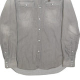 G-STAR Mens Grey Slim Fit Shirt L Cotton Long Sleeve Casual Denim Look