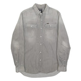 G-STAR Mens Grey Slim Fit Shirt L Cotton Long Sleeve Casual Denim Look
