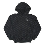 ADIDAS Womens Black Hoodie UK 6 Cotton Blend Hooded Sweatshirt