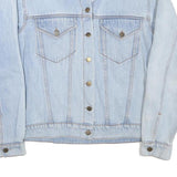 Womens Blue Denim Style Cotton Blend Jacket M Button Closure Classic Fit