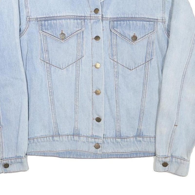 Womens Blue Denim Style Cotton Blend Jacket M Button Closure Classic Fit