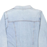 Womens Blue Denim Style Cotton Blend Jacket M Button Closure Classic Fit