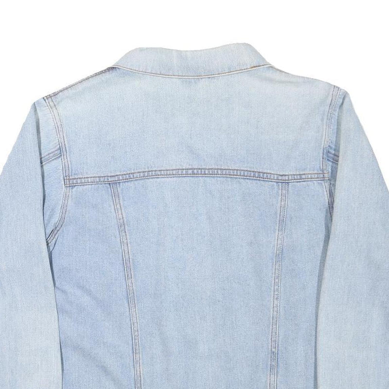 Womens Blue Denim Style Cotton Blend Jacket M Button Closure Classic Fit