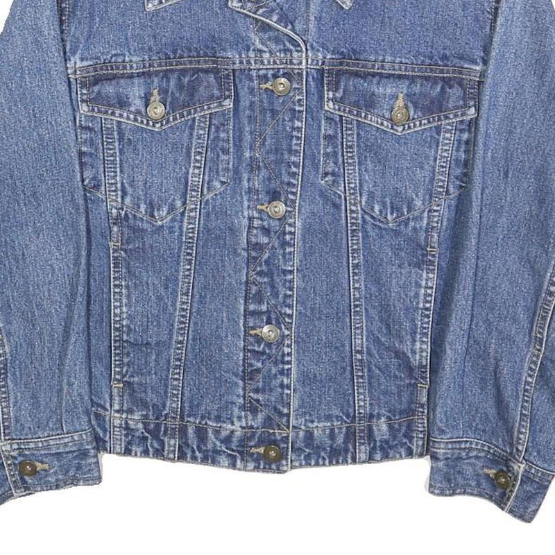 LIZ CLAIBORNE Womens Blue Denim Jacket S Cotton Classic Button Closure Casual