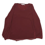 GERARD DAREL Womens Maroon Long Sleeve Round Neck Plain Top XS Elegant