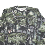 DICKIES Mens Green Camouflage Long Sleeve Crew Neck Cotton Blend T-Shirt L