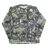 DICKIES Mens Green Camouflage Long Sleeve Crew Neck Cotton Blend T-Shirt L