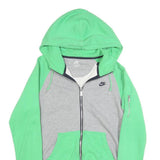 NIKE Mens Green & Grey Zip Up Hoodie M Cotton Blend Casual Sportswear